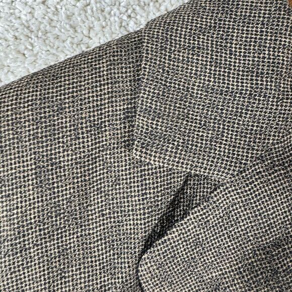 Escada Blazer Jacket Black Tan Women's 42 Wool Two Button Ruched Pockets - Picture 4 of 9
